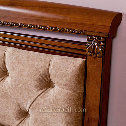 Кровать двойная (1800x2000) Lorenzo вишня с кутаной головной и без ножной спинки