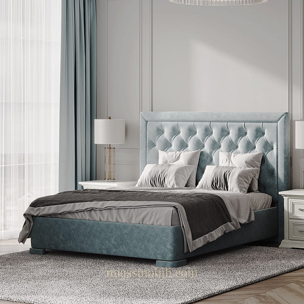 Кровать двойная Lorenzo дуб сторсанд с мягкой головной спинкой